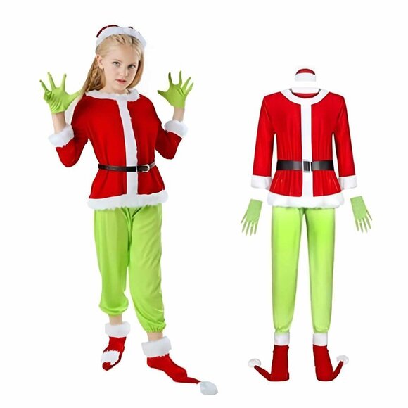 Christmas Green Monster Santa Costume for Kids Holiday Suit & Christmas Party